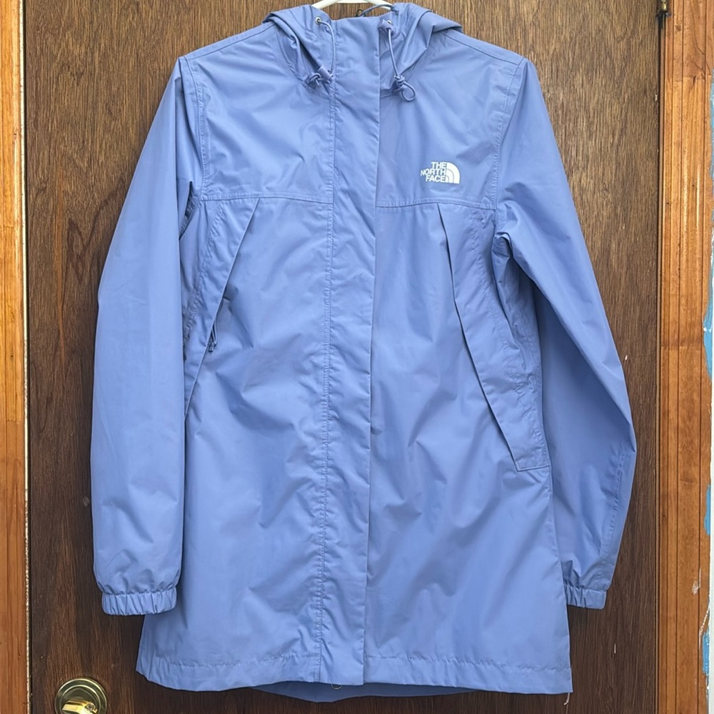 Light purple/periwinkle north face rain jacket
